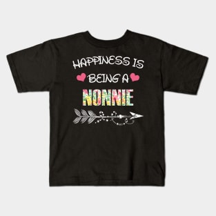 Happiness is being Nonnie floral gift Kids T-Shirt